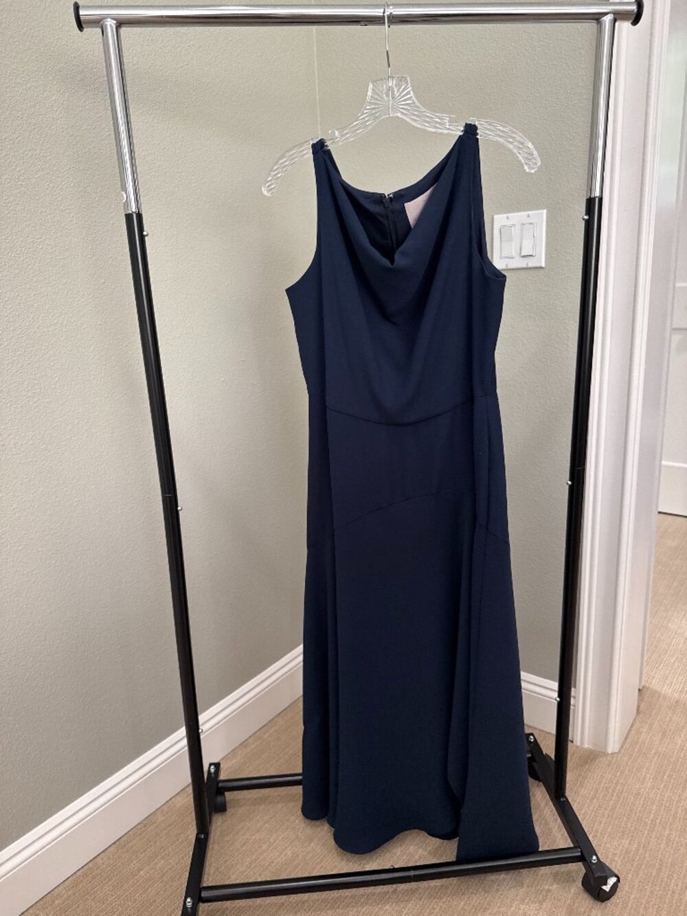 Gal Meets Glam Navy Cowl Neck Midi Dress